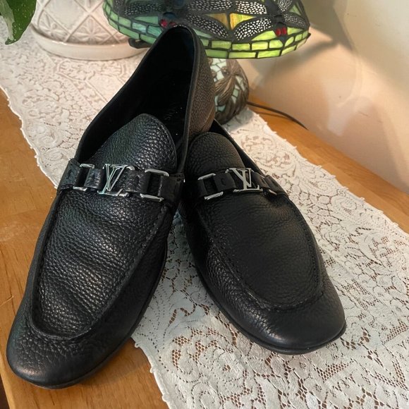 Louis Vuitton LV Lexington Loafers Pebbled Leather - BLACK - GUC Mens Size 10US - Picture 3 of 10